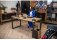 DEERHORN® Kancelářský stůl z dubového dřeva a černého kovu bez zástěny